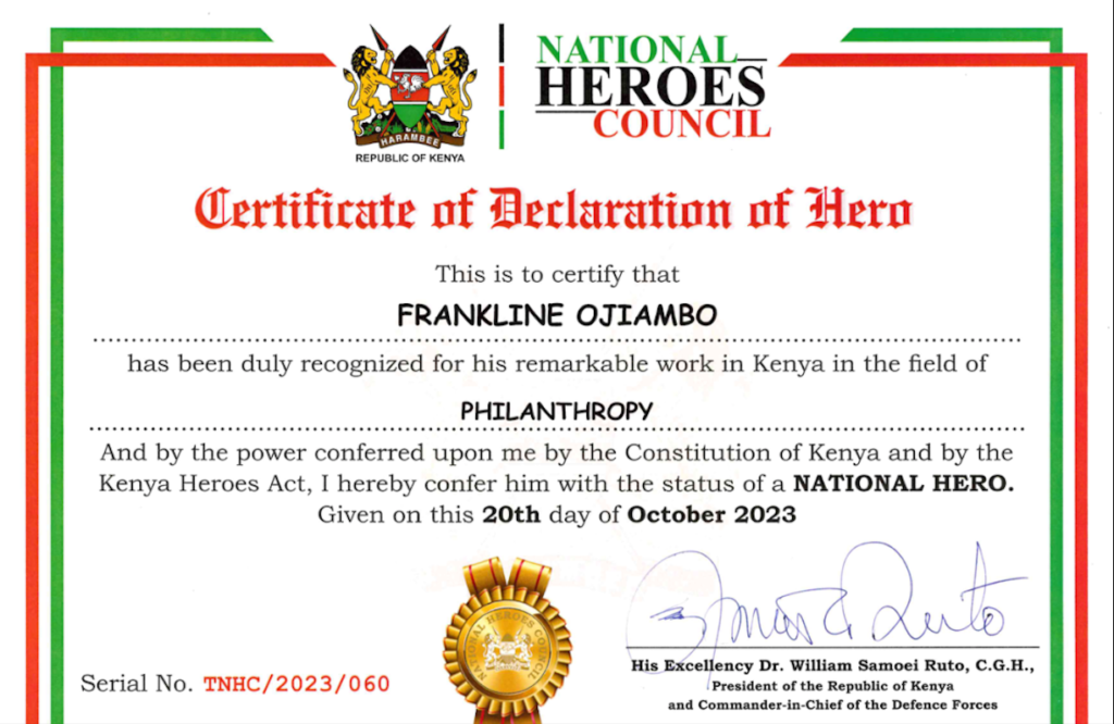 Certificated of Declaration of Hero