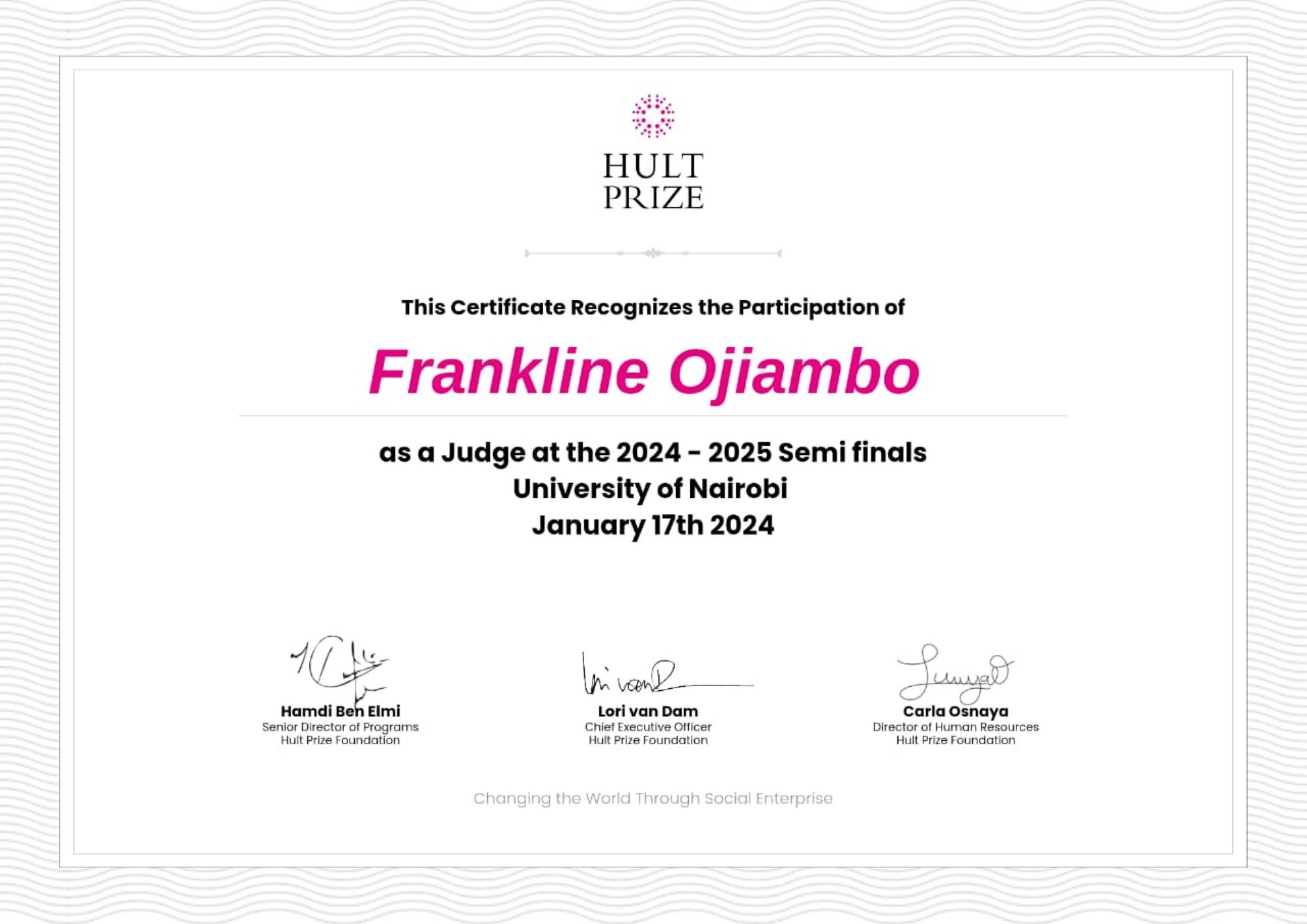 Hult Prize Judge University of Nairobi