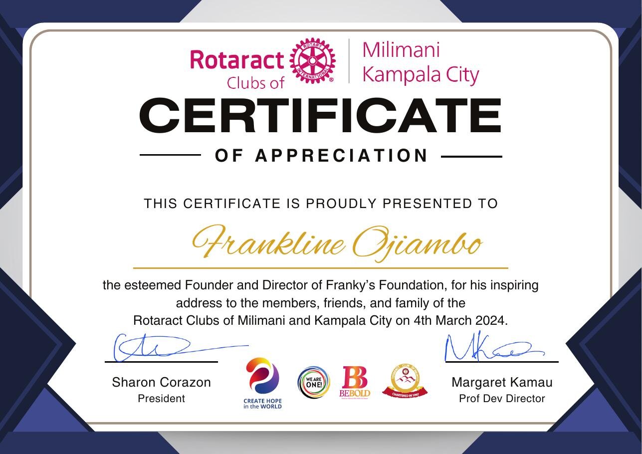 Rotaract Clubs Certificate of Appreciation 2024